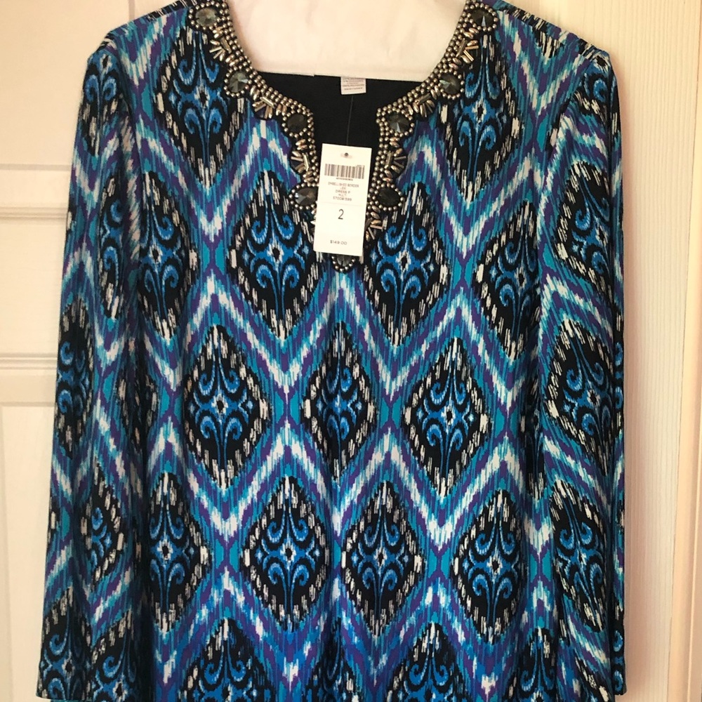 Chico’s Lexi dress embellished with jewel neckline